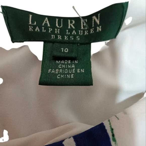 Lauren Ralph Lauren Ladies Pretty Blue Green Floral Ruched Sleeveless Dress 10 - Picture 3 of 3